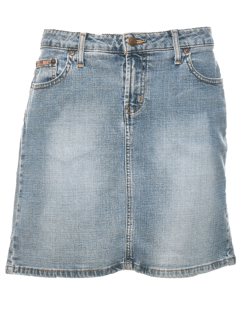 Stone Wash Denim A-line Skirt - L