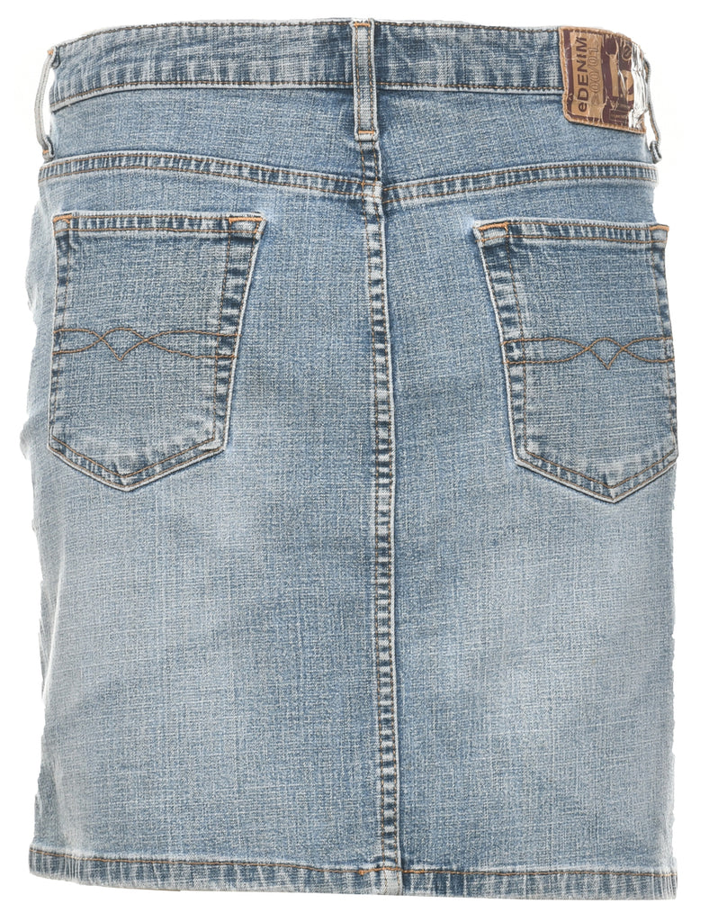 Stone Wash Denim A-line Skirt - L