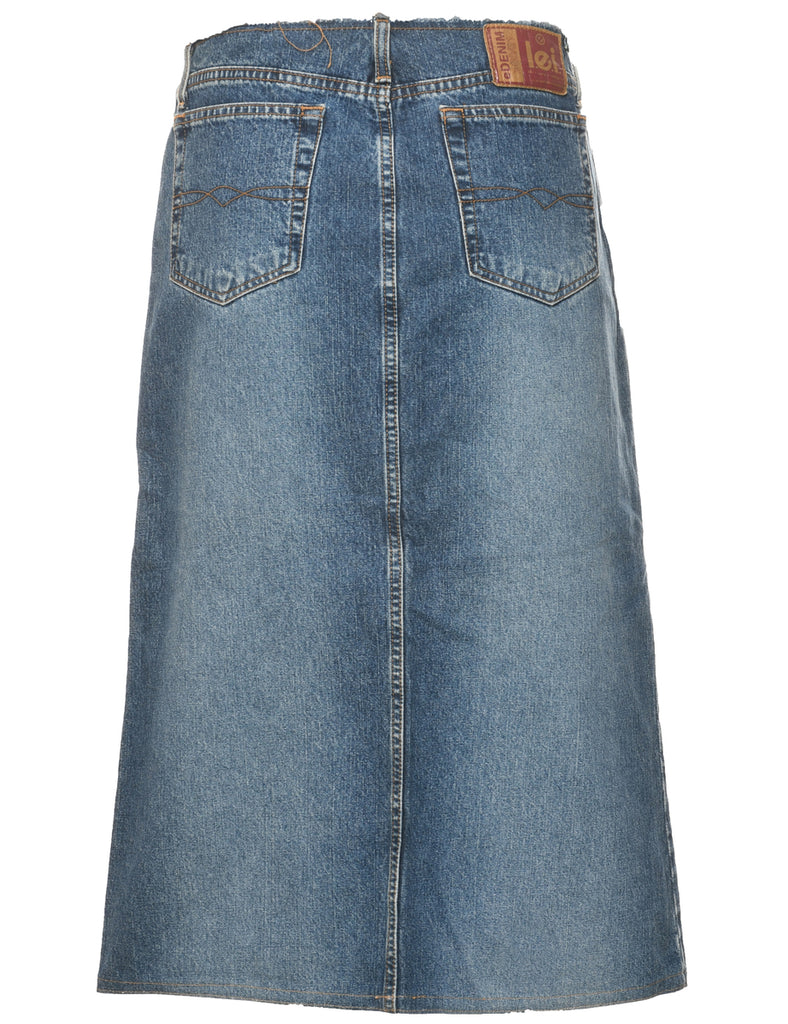 Stone Wash Y2K Denim A-line Skirt - L