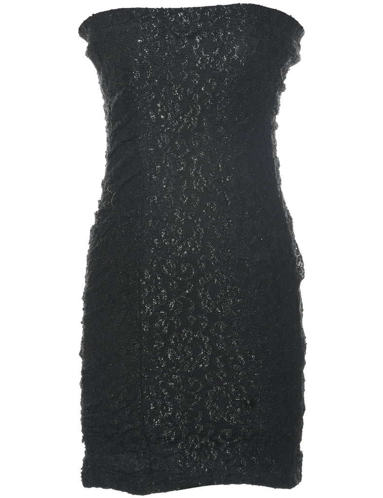 Strapless Black Lace Evening Dress - S