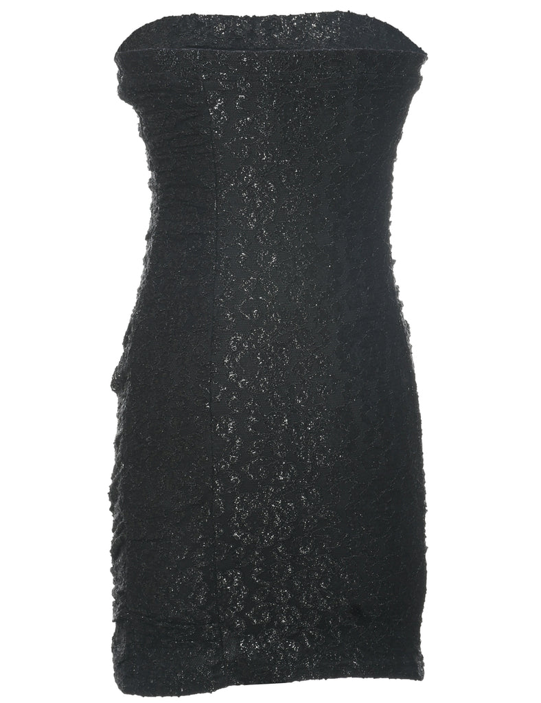 Strapless Black Lace Evening Dress - S