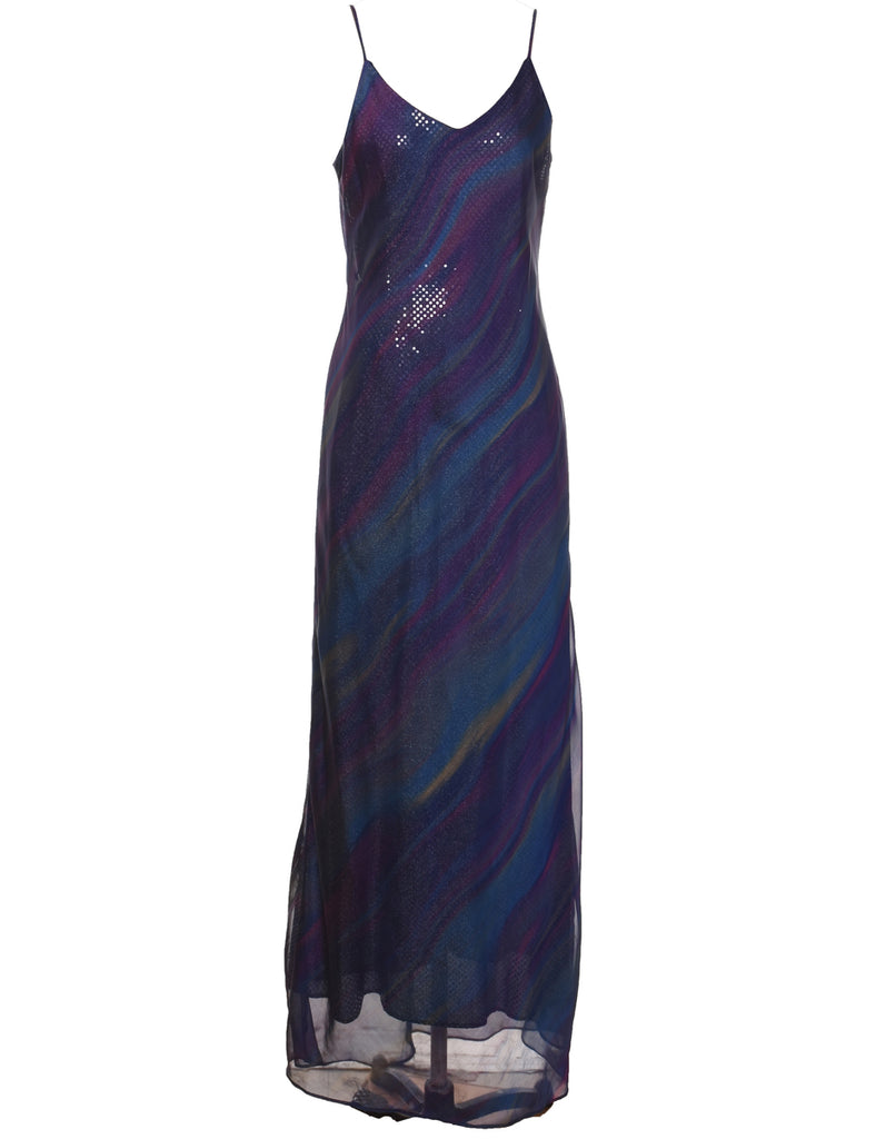 Strappy 1990s Multi-Colour Evening Dress - L