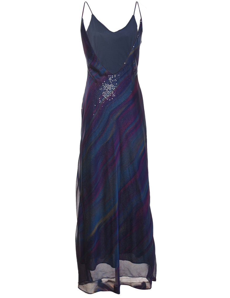 Strappy 1990s Multi-Colour Evening Dress - L