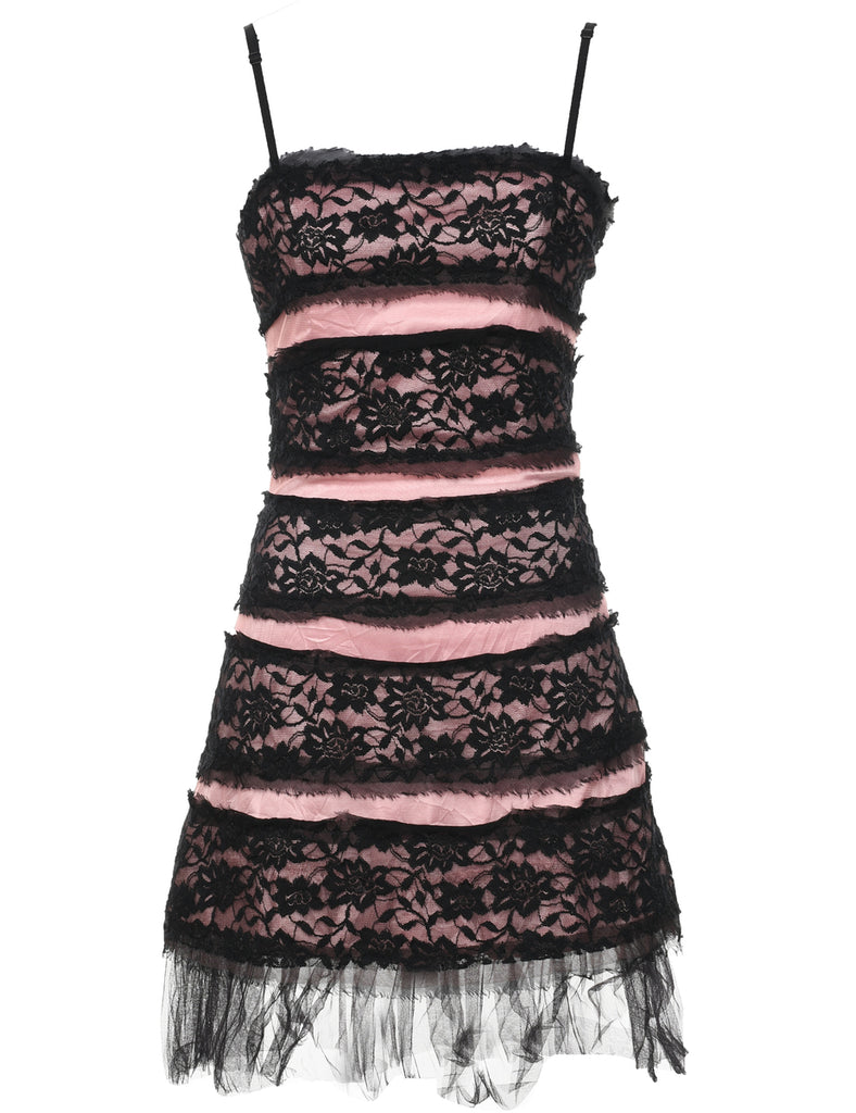 Strappy Black Lace Evening Dress - S