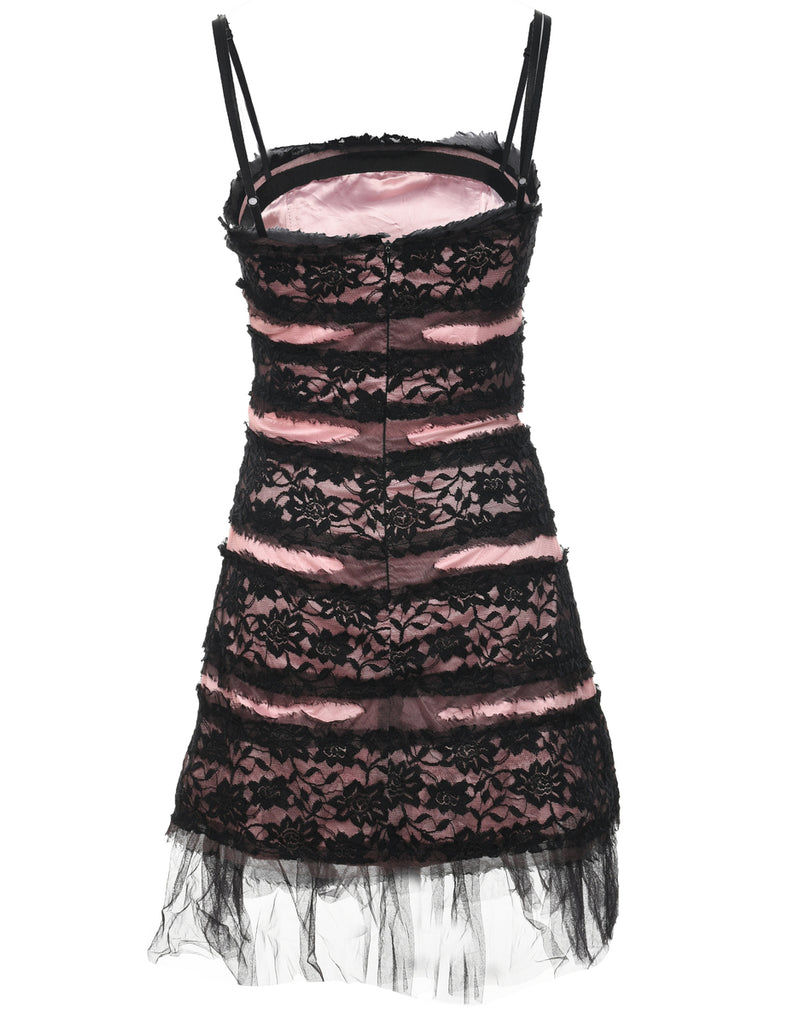 Strappy Black Lace Evening Dress - S