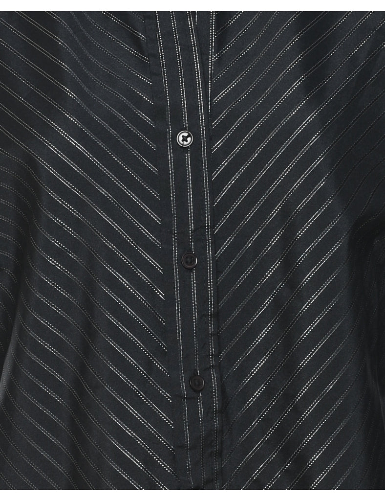 Striped Black & Silver Striped Shirt - L