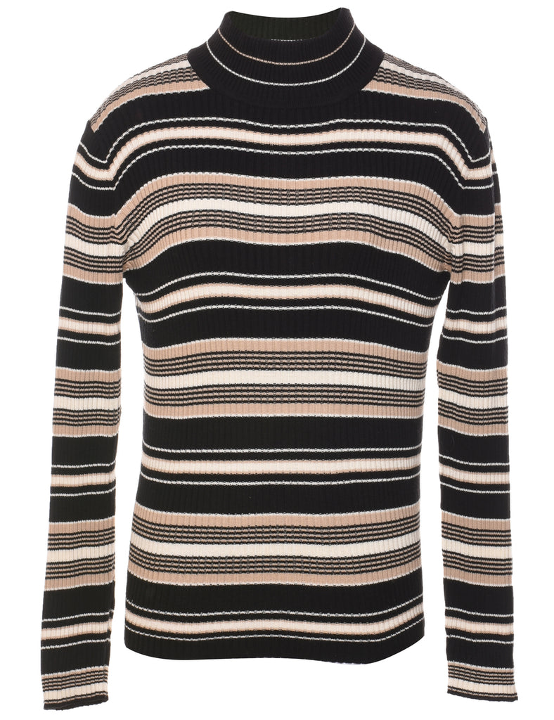 Striped High Neck Jumper - M