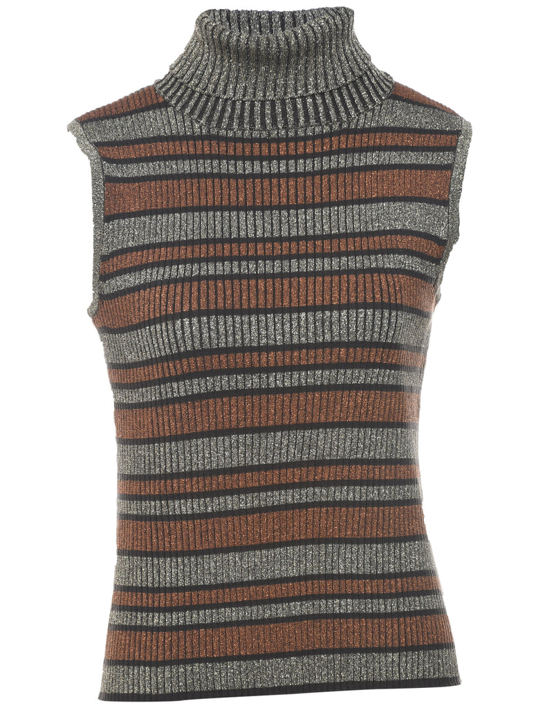 Striped Polo Neck Vest - S