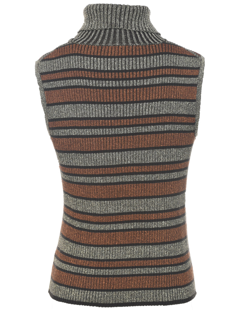 Striped Polo Neck Vest - S