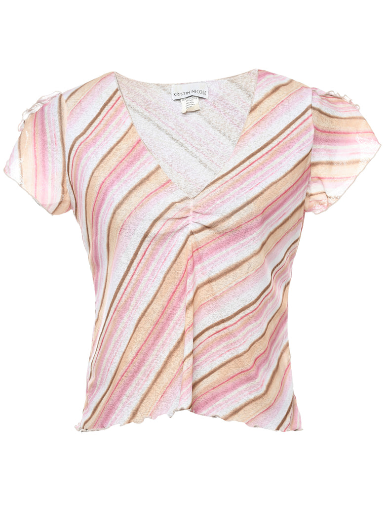 Striped Printed Multi-Colour Y2K Top - M