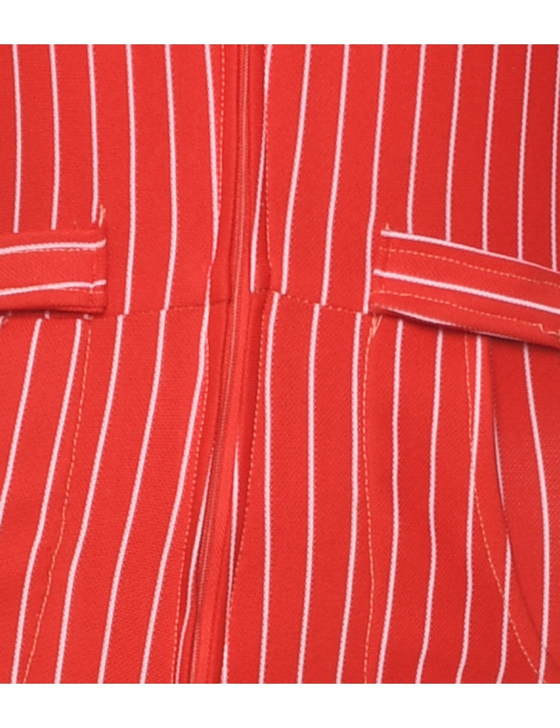 Striped Red & White 1970s Jumpsuit - XS