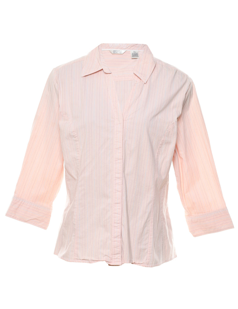 Striped Salmon Pink Shirt - XL