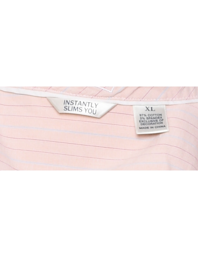 Striped Salmon Pink Shirt - XL