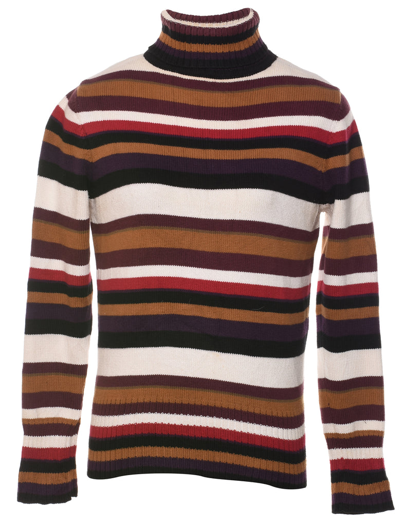 Striped Turtleneck Jumper - M