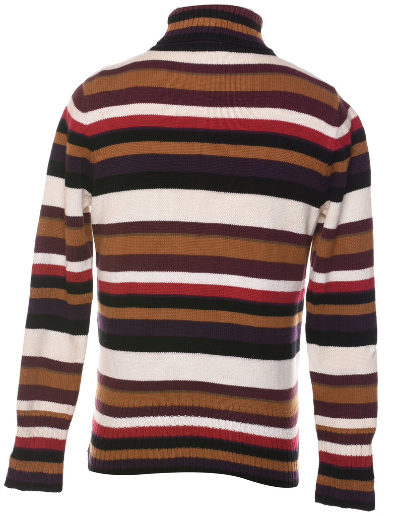 Striped Turtleneck Jumper - M