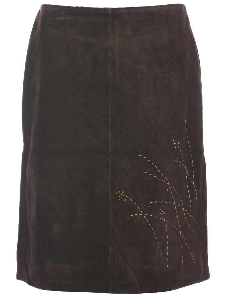 Suede A-line Skirt - M