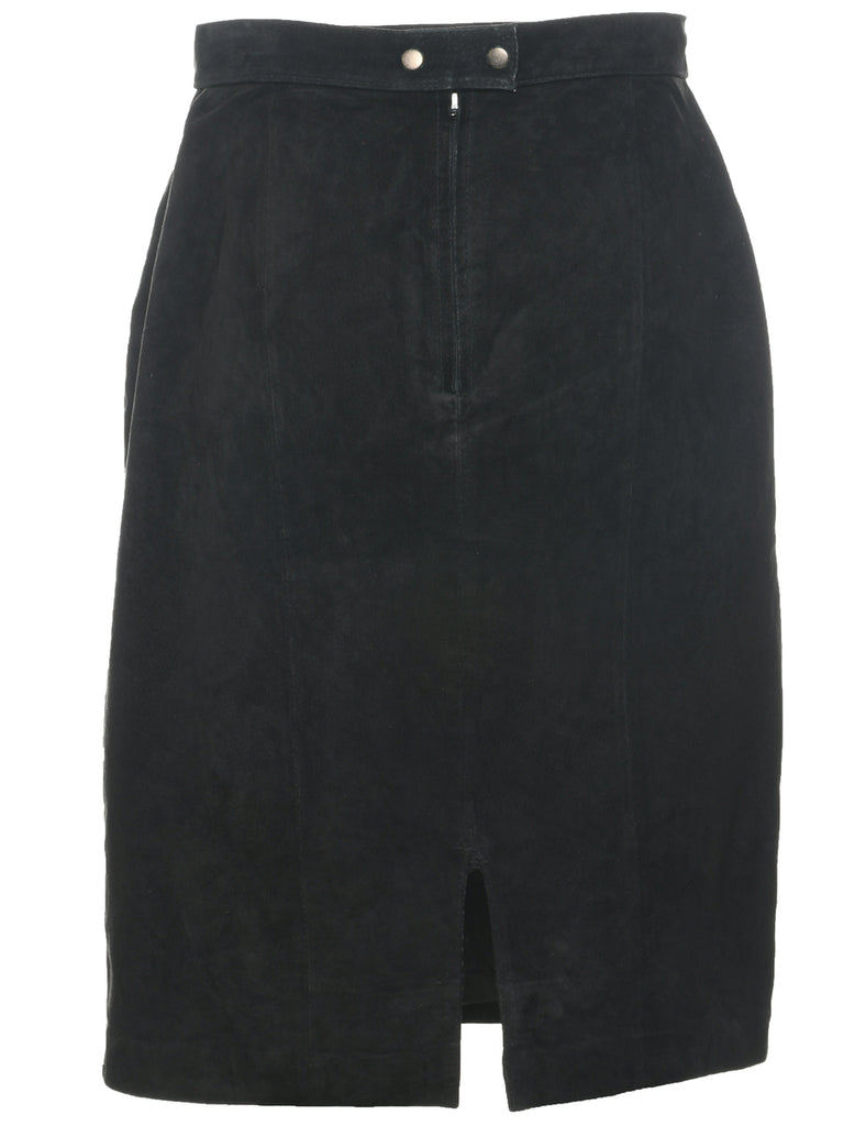 Suede Black Pencil Skirt - M