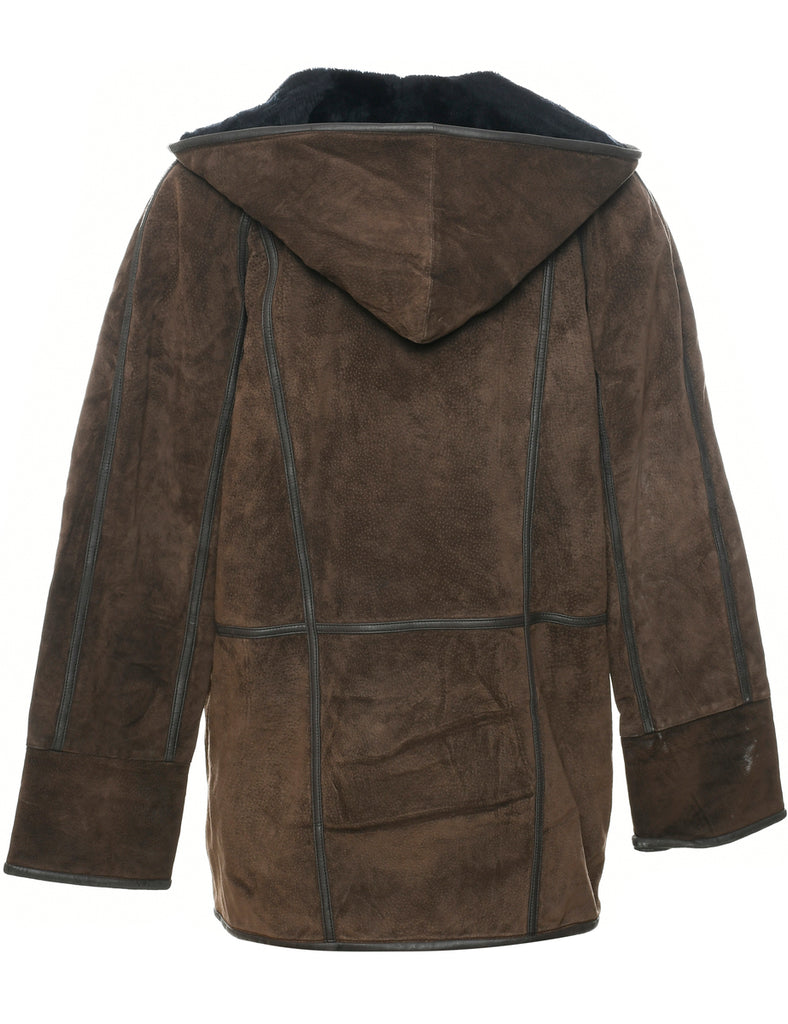 Suede Hooded Coat - M