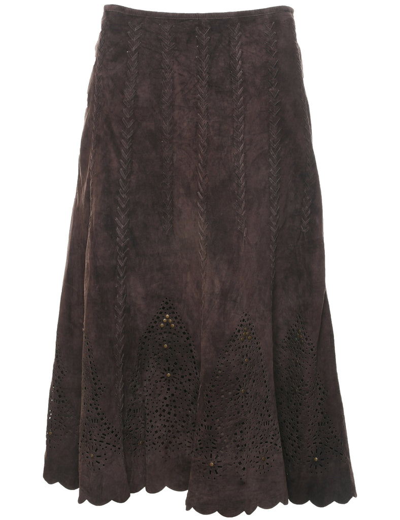 Suede Maxi Skirt - M