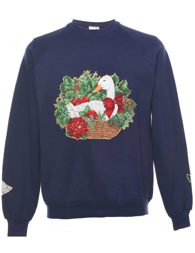 Swan Christmas Sweatshirt - L