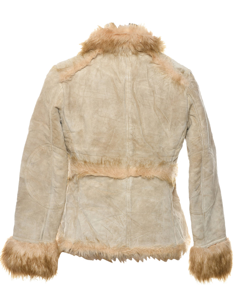 Tan Shearling Suede Jacket - S