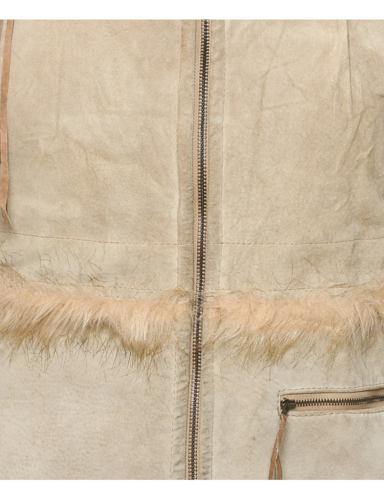 Tan Shearling Suede Jacket - S