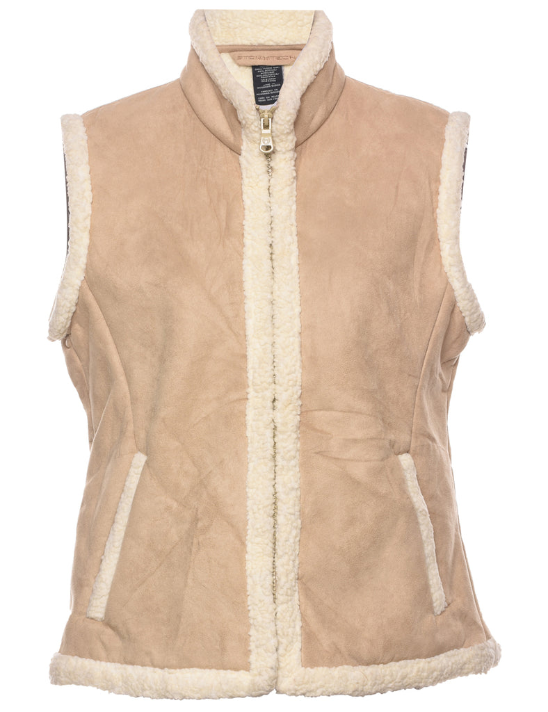 Tan Shearling Suede Waistcoat - M