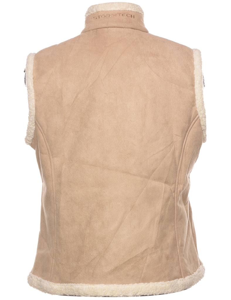 Tan Shearling Suede Waistcoat - M