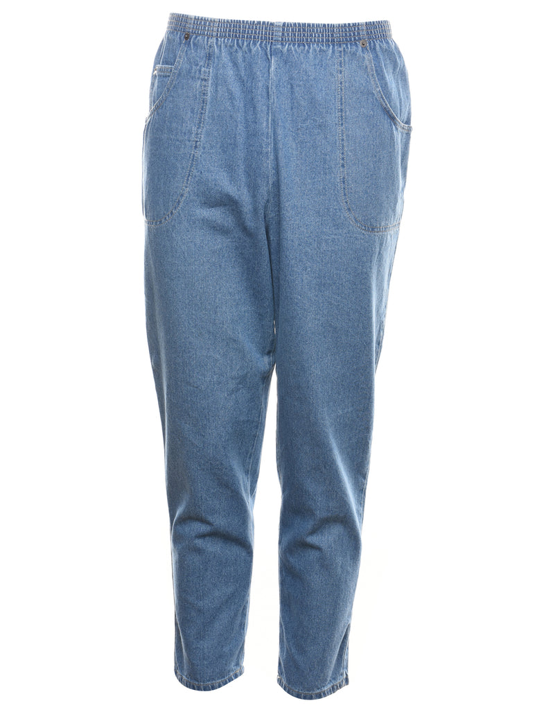 Tapered Light Wash Denim Trousers - W26 L28