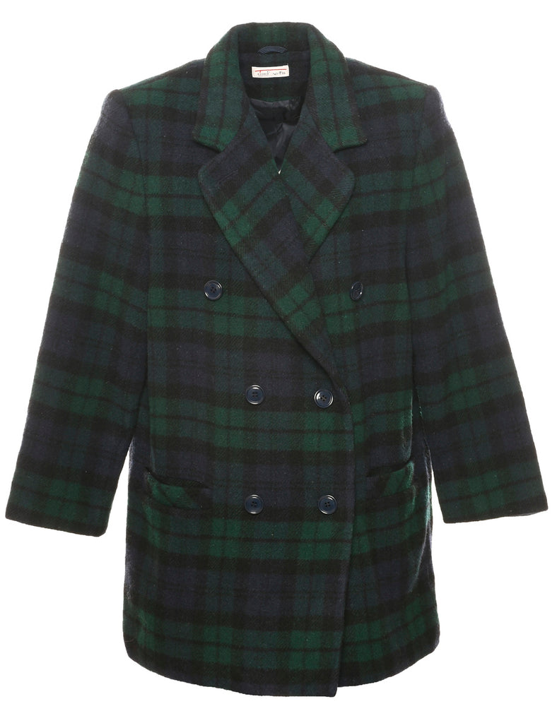 Tartan Wool Coat - L