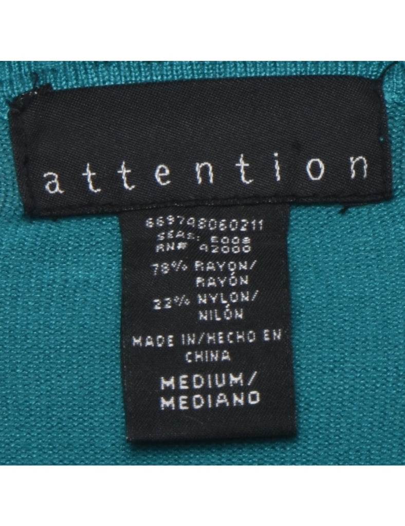 Teal Turtleneck Jumper - M