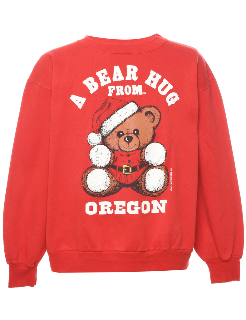 Teddy Bear Print Christmas Sweatshirt - XL