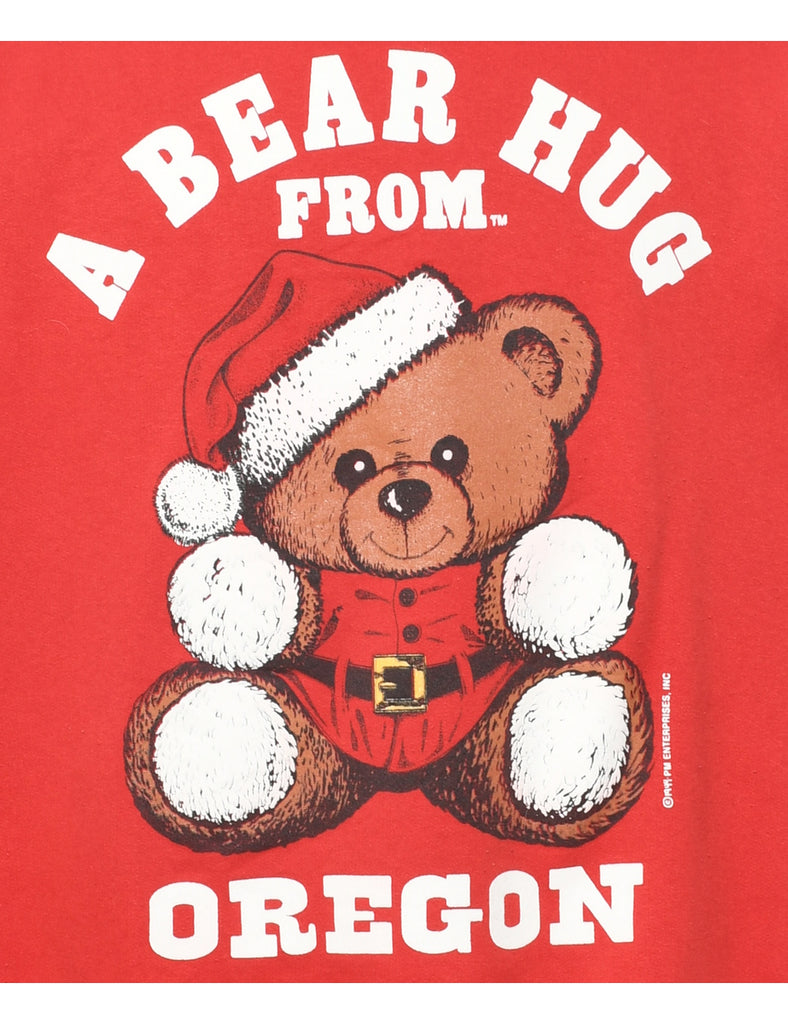 Teddy Bear Print Christmas Sweatshirt - XL