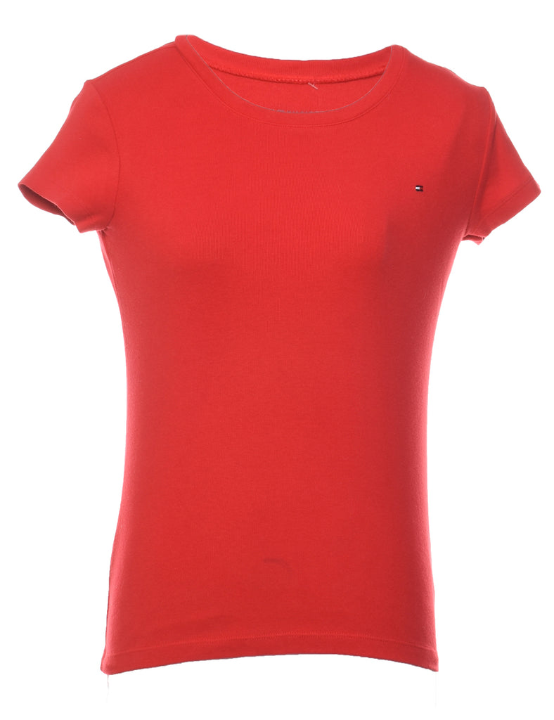 Tommy Hilfiger Red Plain T-shirt - S