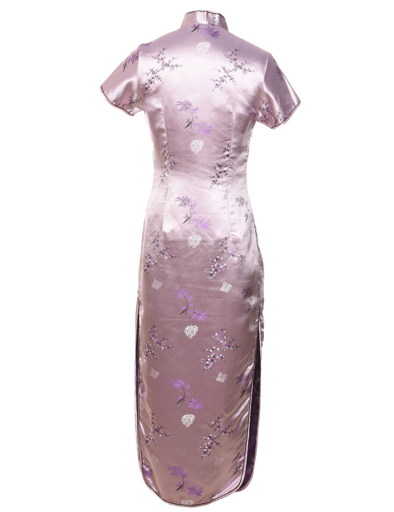 Traditional Lilac Metallic Evening Dress - M