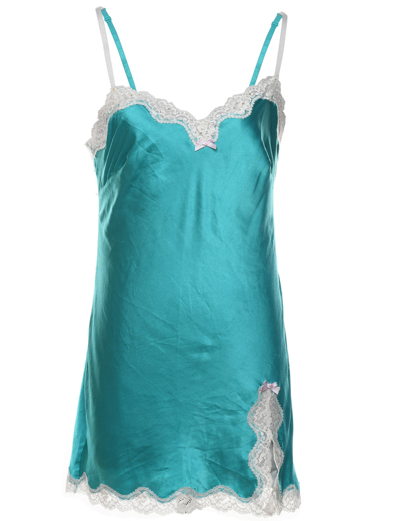 Turquoise & White Lace Trim Victoria's Secret Babydoll - S