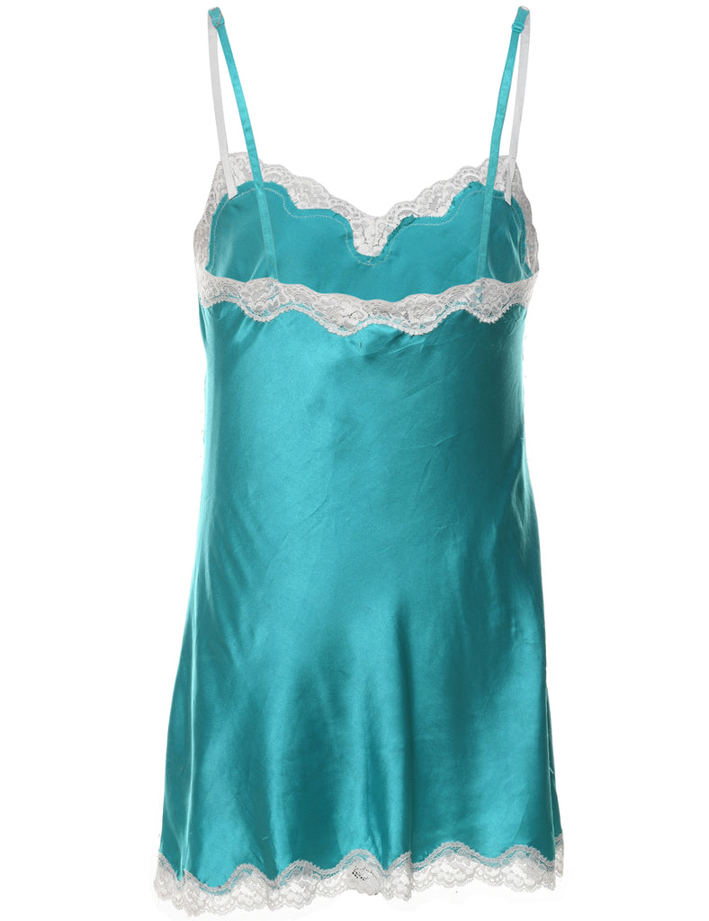 Turquoise & White Lace Trim Victoria's Secret Babydoll - S