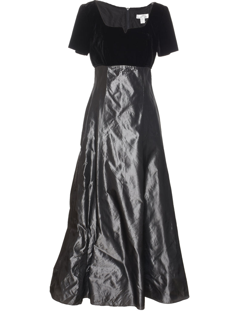 Two-Tone Black & Silver Contrast Evening Dress - M