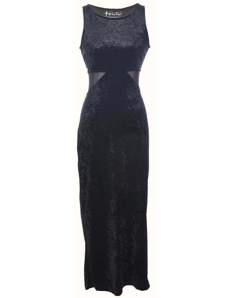 Velour Black Evening Dress - S