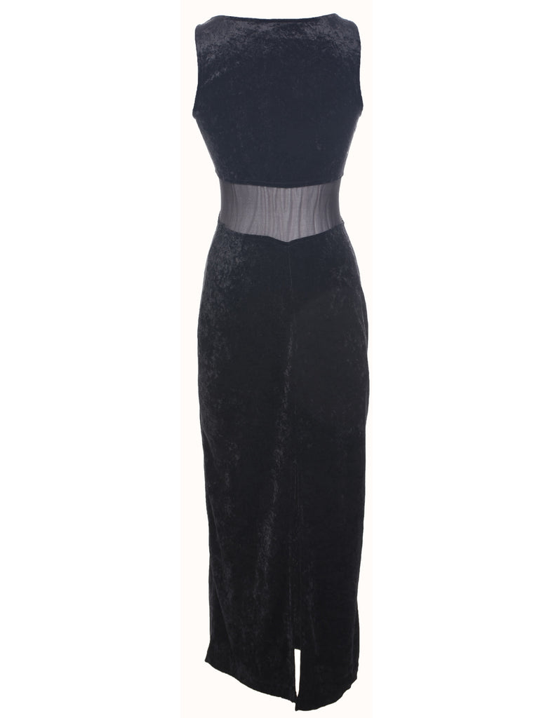 Velour Black Evening Dress - S