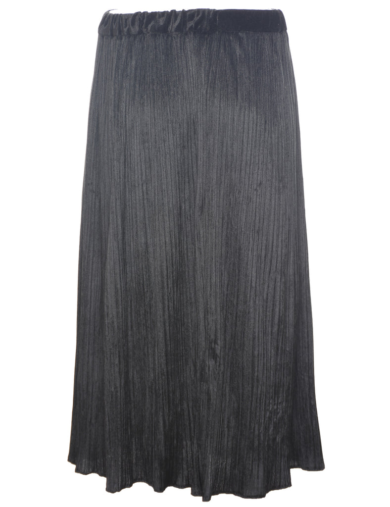 Velour Black Midi Skirt - M