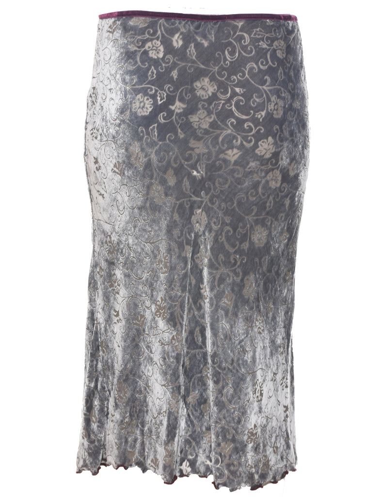 Velour Grey Midi Skirt - S