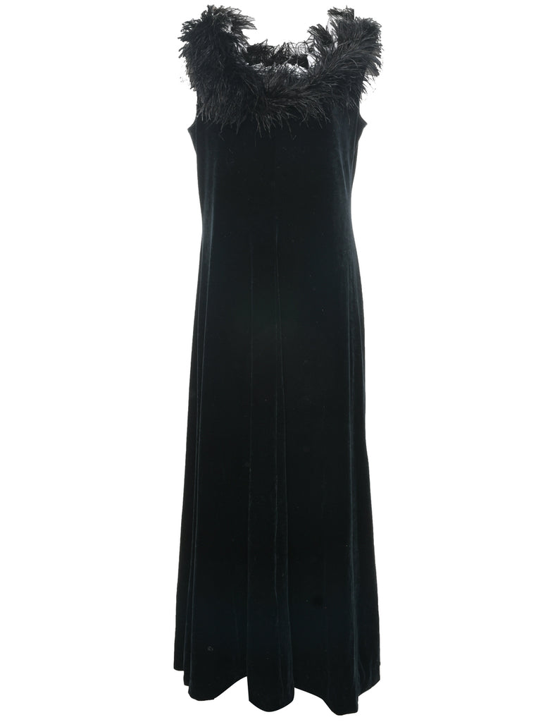 Velvet Black Evening Dress - L