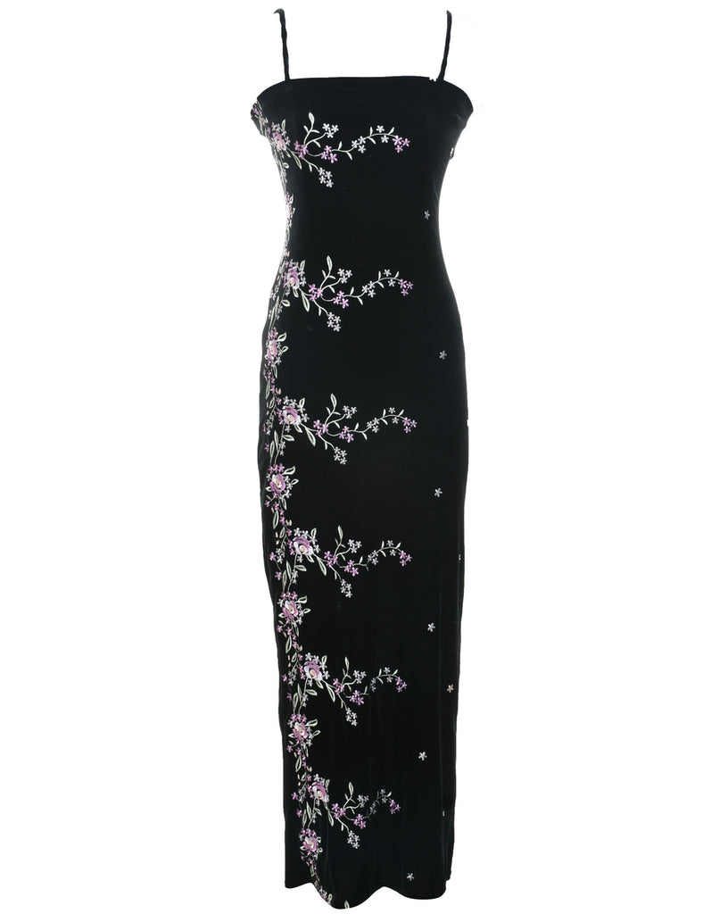 Velvet Black Evening Dress - S