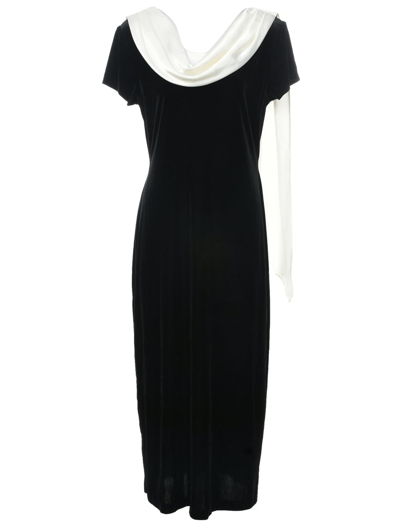 Velvet Black Evening Dress - M