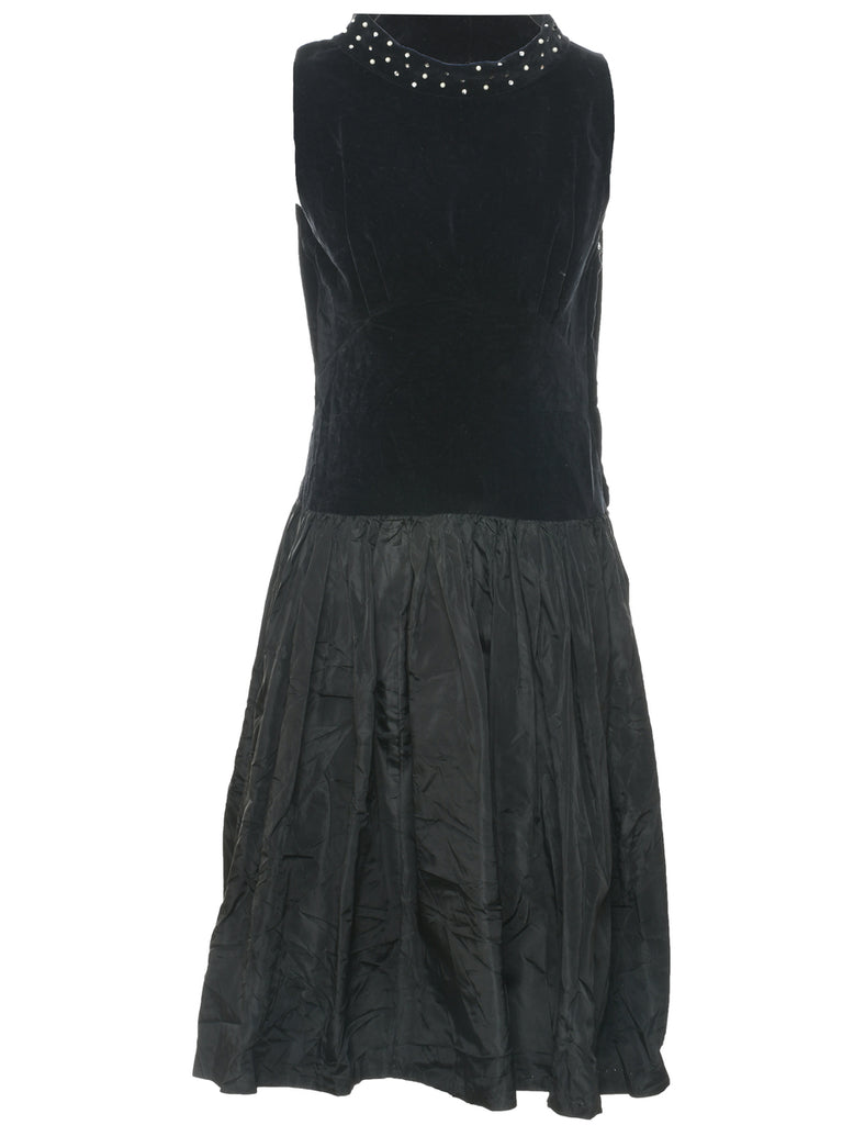 Velvet Black Evening Dress - M