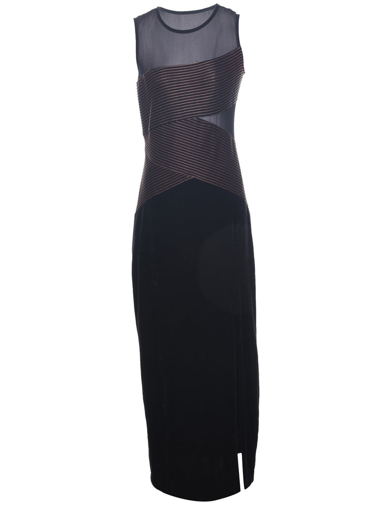 Velvet Black Evening Dress - S