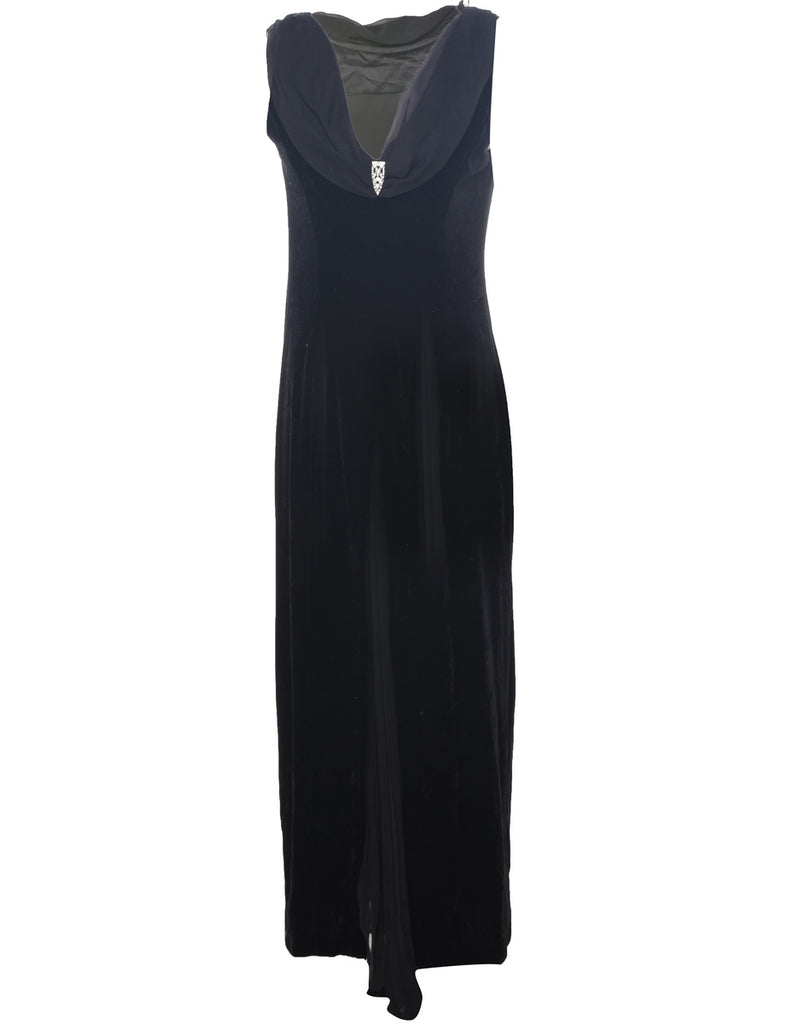 Velvet Black Evening Dress - M