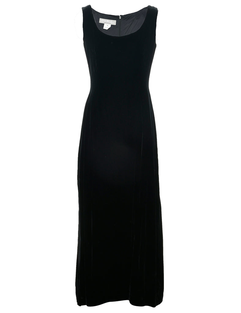 Velvet Black Evening Dress - M