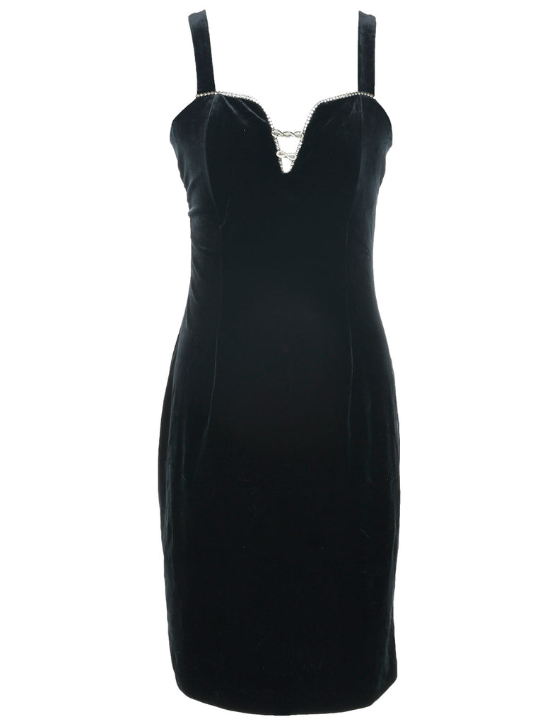 Velvet Black Evening Dress - XS